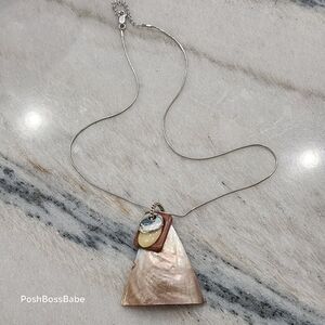 Modern layered mother of pearl on 925 sterling silver necklace